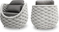 2 PCS Porch Furniture Chair: Patio Accent Chair Aluminum - Woven Rope Cushioned Armchair Assembled - Modern Lounge Single Chair - All Weather 400lbs for Deck Balcony Yard Garden Hotel Poolside