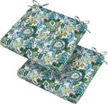 Magpie Fabrics Indoor Outdoor Waterproof Square Chair Cushion, 18" x 18" x 2.5", 2 Pack, Water Resistant Seat Cushions, for Patio Garden Office, Phoenix Blue Green