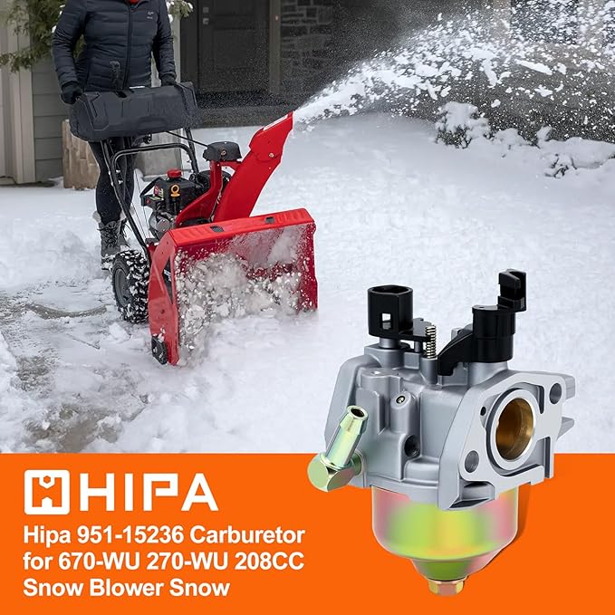Hipa 951-15236 Carburetor for Troy Bilt Storm 2410 31BS6BN2711 670-WU 270-WU 208CC Snow Blower Thrower Engine Models Replace 751-15236 789845 Carb