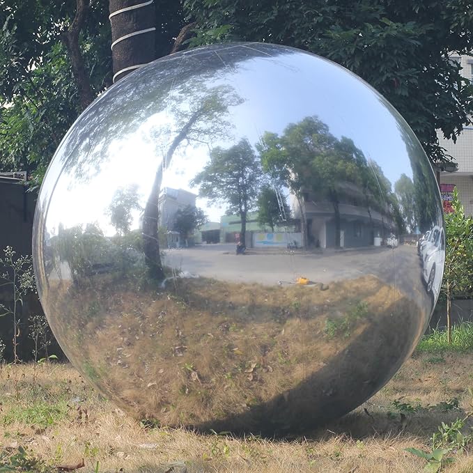 Generic Big Shiny Balls Giant Inflatable Mirror Balls for Events & Decor - Party, Advertising, Shows, Stage Decoration - Hanging & Standing-Various Sizes & Colors - Silver (0.8m/2.62ft)