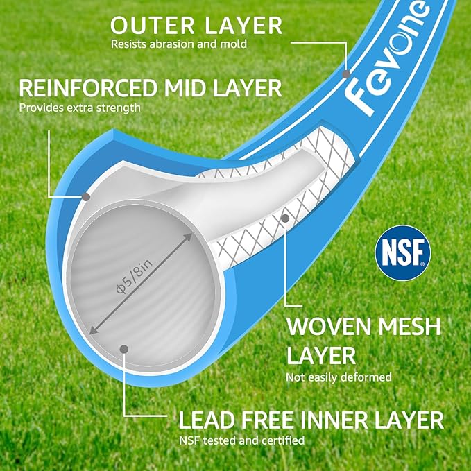 Fevone Garden Leader Hose 6 ft., Lightweight Hybrid Water Hose, Flexible and Durable, Leak-Free Connections