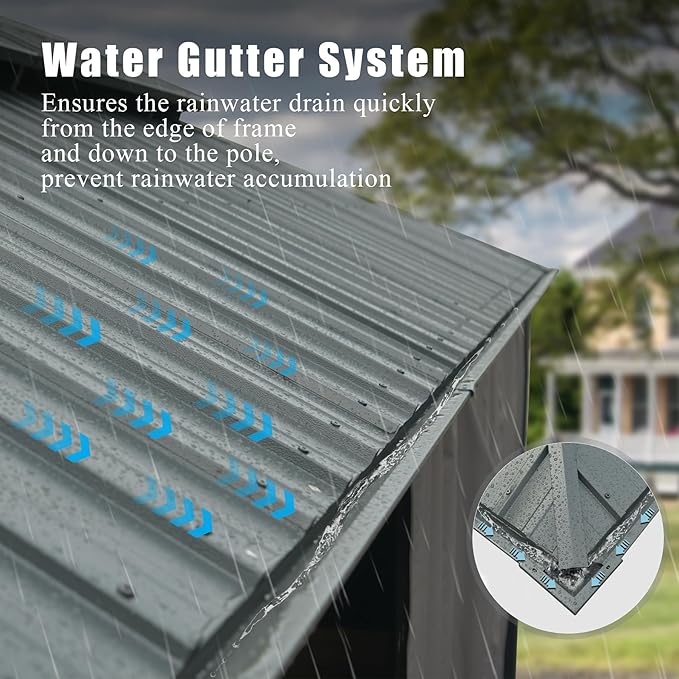 Domi 12'x16' Hardtop Gazebo Canopy,Outdoor Aluminum Gazebo with Galvanized Steel Double Roof,Permanent Gazebo with Drainage System,Curtain and Netting Included,Grey