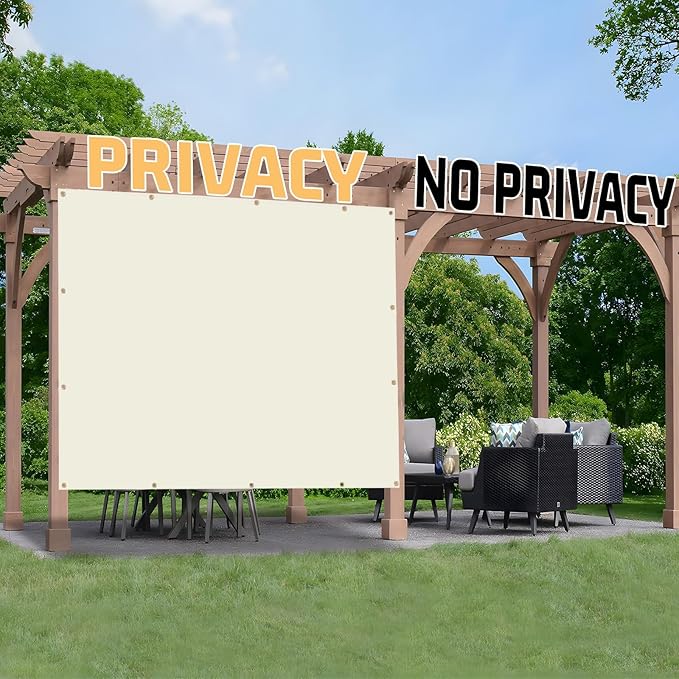 SUNNY GUARD Shade Cloth Custom Size 14x17 FT Sun Shade Screen Fabric Shade Cover Tarp with Grommets for Pergola Backyard Garden, Butter Cream(We Customized)