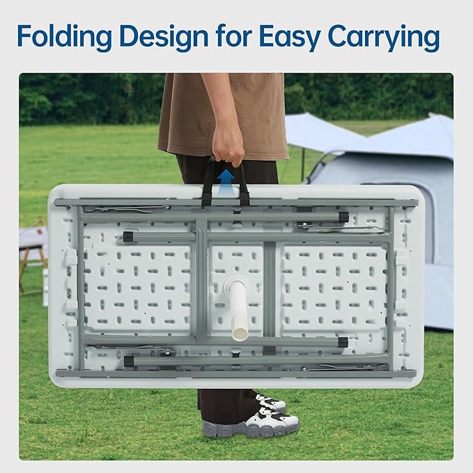 Outdoor Ice Cooler Folding Table, Portable Cooler Table with Removable Matching Skirt, Folding Ice Chest Table with Place Holder White