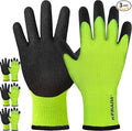 Kebada T3 Winter Work Gloves for Men and Women, Warm Knit Cold Weather Work Gloves, Thermal Insulated Freezer Gloves, 100% Latex Coating Non-slip Grip, Long Wrist Design, 3 Pairs, Green, X-Large