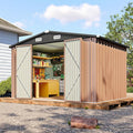 10x8 FT Outdoor Storage Shed, Utility Steel Tool Shed with Lockable Door and Air Vents, Galvanized Metal Shed for Garden Backyard Patio Lawn (10'x8', Brown)