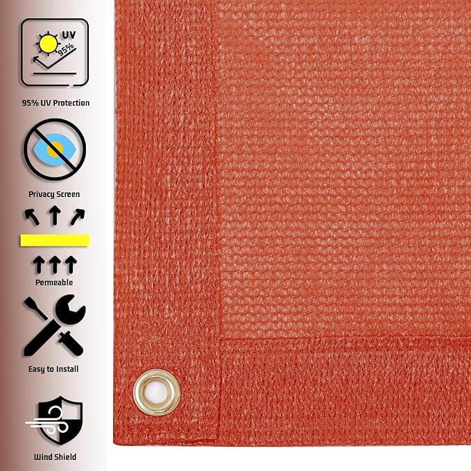 SUNNY GUARD Shade Cloth Custom Size 7x14 FT Sun Shade Screen Fabric Shade Cover Tarp with Grommets for Pergola Backyard Garden, Terra(We Customized)