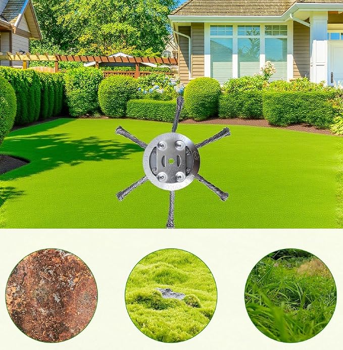 Steel Wire Grass Trimmer Head, 6 Inches Universal Steel Wire Weed Trimmer Head, String Trimmer Replacement Head for Electric Battery Powered Cordless String Trimmer-0.22 inch Hole (1, Silver)