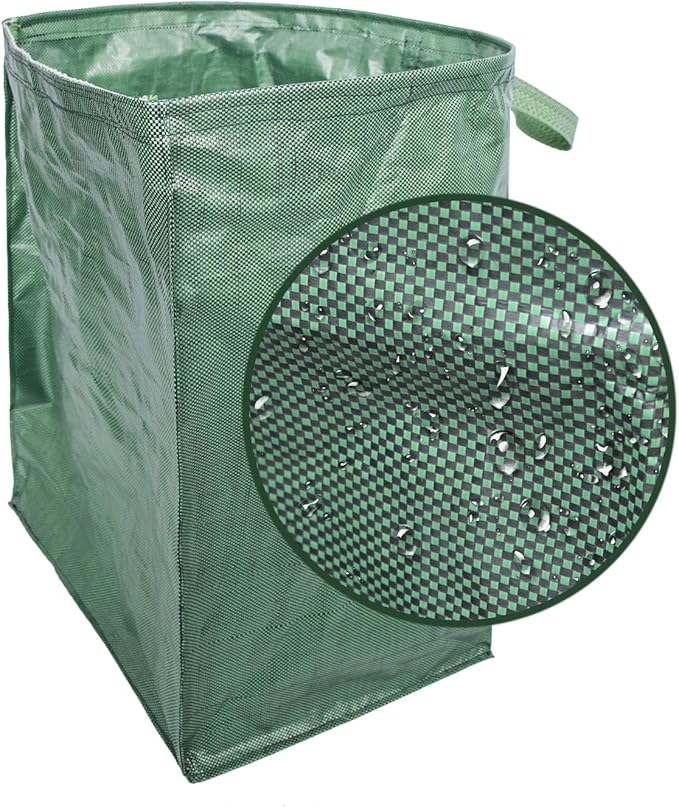 UNISTRENGH Garden Lawn Leaf Yard Waste Bag Large Clean Up Container Tote Gardening Trash Reusable Garbage Storage Bags, 53 Gallons (Green-Single)