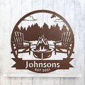 RealSteel Forest Campfire Monogram, Custom Home & Wall Décor, Personalized Sign, Outdoor Campsite, for Backyards, Deer Leases, Campgrounds, and Fire Pit area