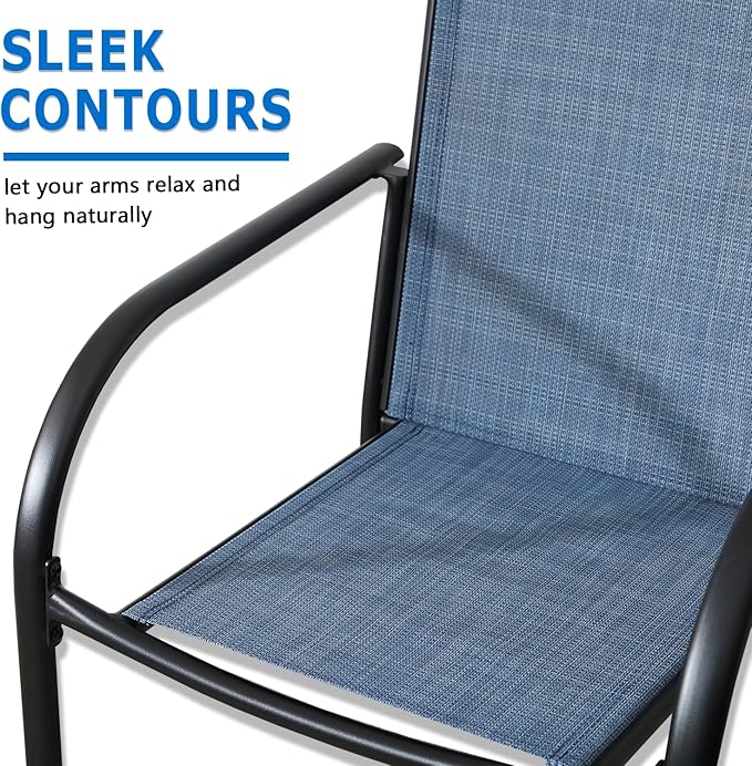 Patio Chairs Set of 8, Outdoor Dining Chairs with Breathable Textilene Fabric, Stackable Patio Chairs for Lawn, Garden, Backyard, Poolside, Blue