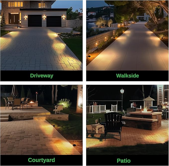Low Voltage LED Well Landscape Lights - 12V Outdoor IP67 Ground Light, 5 Color Temperature Selectable In-Ground Light, ORB Aluminum for Path Backyard House 3W 170LM 8 Pack