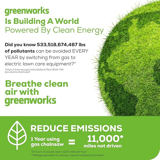 Greenworks 80V 18" Brushless Cordless Chainsaw (Great For Tree Felling, Limbing, Pruning, and Firewood), 75+ Compatible Tools, 4.0Ah Battery and Charger Included