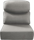 Luxury 22x24/22x25 6-Inch Smile Outdoor Cushions - 1 Set Deep Seat Water-Repellent Patio Furniture Replacement Cushion for Wicker Rattan Wood Metal Chair Glider Rocker Loveseat Sofa - Grey