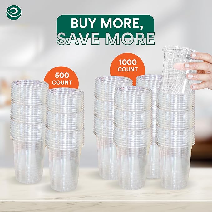 ECO SOUL 100% Compostable, Disposable Party Cups | Eco-friendly Party Cups | (200 Count, 16 oz Cold Cups)