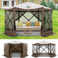 COBIZI 12x12ft Pop up Canopy Tent Gazebo on Clearance Screen Tent, Outdoor Screened Gazebo with Sidewalls, Portable Screen House for Camping with Carrying Bag and Ground Stakes, Brown(Upgraded 2.0)