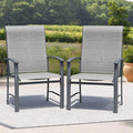 Outdoor Dining Chairs Set of 2, Stackable Patio Chairs with Metal Frame & Textilene Fabric,Perfect for Patio Garden Deck, Grey