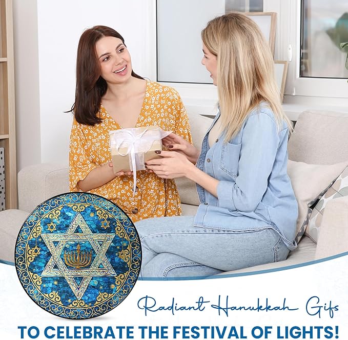 FLAGWIX Christmas Hanukkah Gifts for Women Men - Star of David Stained Glass Window Hanging 10 in - Hanukkah Decorations Suncatcher, Religious Jewish Gifts for Mom Grandma, Christmas Decorations