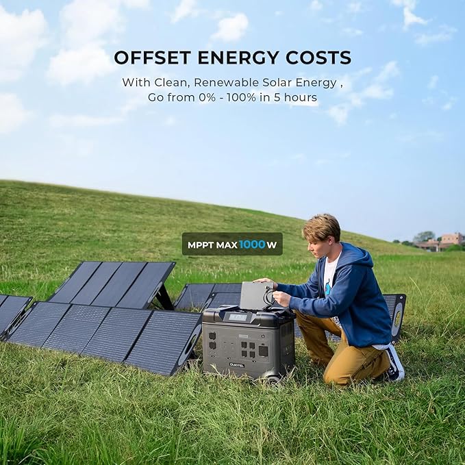 OUKITEL 5120Wh Power Station with 2x500W Solar Panels (2025 NEW), P5000 Pro Large Capacity Solar Generator, 5x3600W AC Output (6000W Peak), 1800W Fast Charging, 1000W MPPT Solar for Home Backup, RV