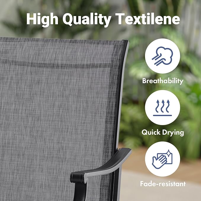Soohow Outdoor Dining Chairs Set of 2, 360°Swivel Patio Dining Chair with Textilene Fabric, Outdoor Metal Armchair All Weather Resistant, Ergonomic Comfort, Perfect for Patio, Backyard, Balcony