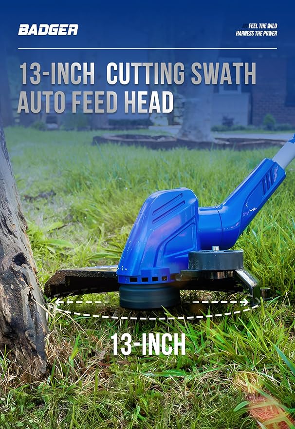 WILD BADGER POWER Weed Wacker 40V 13'' Cordless 2 in 1 String Trimmer/Edger with Auto Feed, 2.0Ah Battery and Charger, 2 Pack Trimmer Line