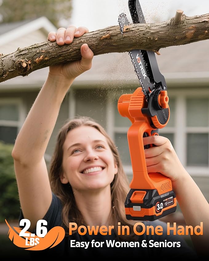 8" & 6" Chainsaw Cordless with 2x3.0AH Batteries, [2-in-1] Powerful Brushless Electric Mini Chain Saw Set (2 Chains& 2 Bars), Handheld Small Hand Saw for Branch Wood Cutting Tree Trimming, Gift