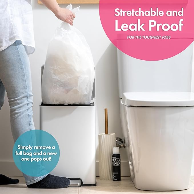Trash Bags - Small Garbage Bags, Clear Trash Can Liners for Bathroom Bins, Bedroom, Office & Kitchen Waste, Multi-Purpose Household Wastebasket Cleaning Supplies - 4 Gallon, Pack of 10