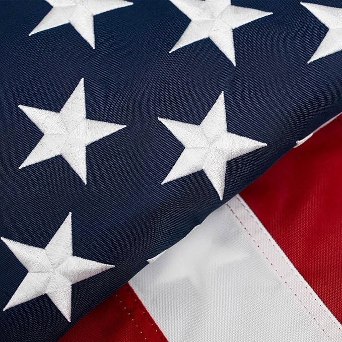 Homissor American Flags for Outside US Flag 3x5 Heavy Duty Outdoor USA Banner Embroidered Stars High Wind All Weather Sewn Stripes Brass Grommets