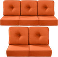 Luxury 22x24/22x25 6-Inch Outdoor Cushions for 5 Peice Patio Furniture Set - Set of 5 Water Repellent Pillow for Wicker Rocking Swivel Chairs Loveseat Couch Sectional Sofa - Orange