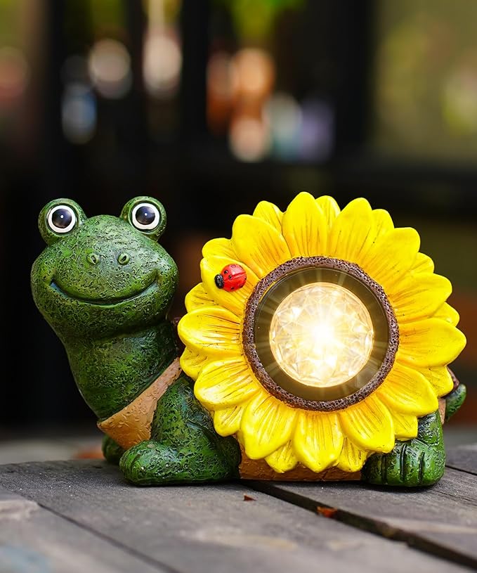 Nacome Solar Turtle Garden Decor with Sunflower: Outdoor Clearance Statues Lights for Outside Lawn Ornaments Porch Patio Balcony Yard - Birthday Gifts for Mom Grandma Women(Green)