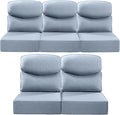 Luxury 24x24x6 Inch Smile Outdoor Cushions for Patio 5 Piece Set - Set of 5 Zippered Outside Pillows for Wicker Dining Rocking Swivel Chairs Loveseat Couch Sectional Sofa - Baby Blue