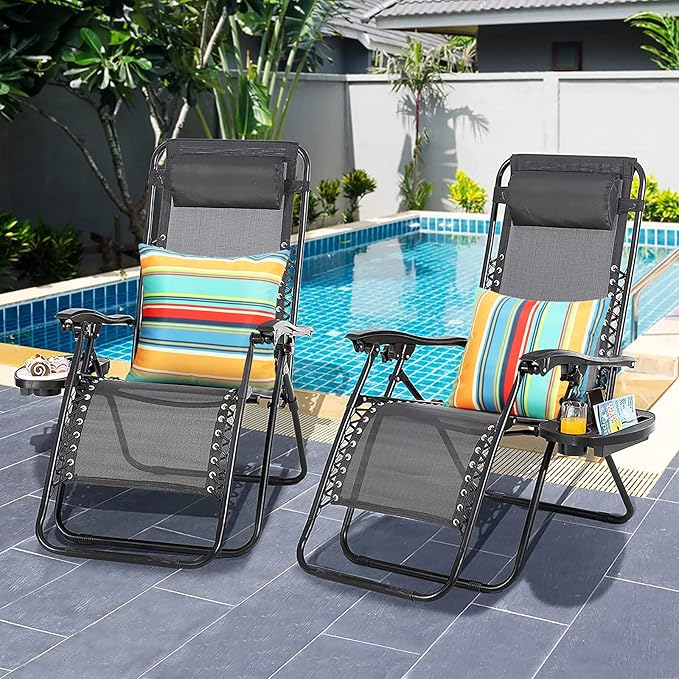 Pyonic Set of 2 Outdoor Throw Pillow Covers 16x16 Inch Blue Stripe Waterproof Modern Cushion Case Home Decor for Patio Couch Chair