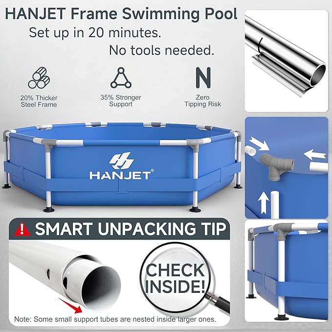 Steel Frame Round Above Ground Pools Family Swimming Pool Set for Outdoor Backyard: 12ft x 30in - Odor-Free Eco PE Material with Pool Liner and Pool Cover