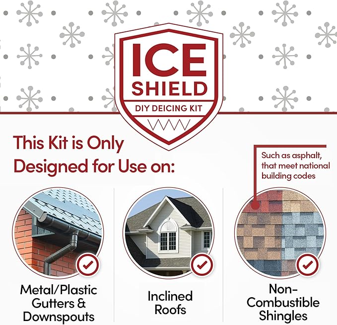 WarmlyYours Roof Snow De-Icing Heat Cable 200 ft., 5 Watts/ft. Heat Tape for Roof and Gutters, Ice Dam and Snow Damage Prevention System with Clips and Spacers (Ice Shield)
