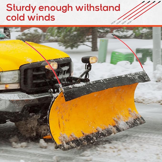 Lasnten 4 Pcs 27 Inch Snow Plow Blade Markers Guide Kit Boat Trailer Poles Steel Wire Inside Bolt on Bumper High Visibility Easy Installation for ATV Western Snowplows Trucks