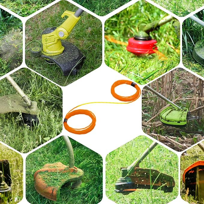 Quintillus 12-Pack 095 Trimmer Line Heavy Duty, Weed Wacker String for Gas and Electric Grass Trimmer and Brushcutters, Pre-Cut Dual Color 3-Section Fast-Positioning Twisted Trimmer Line 14FT