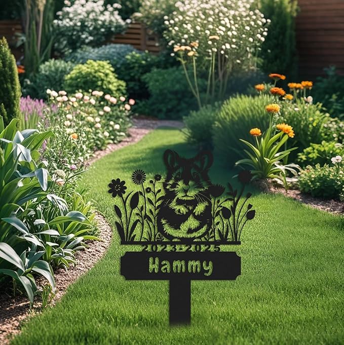Personalized Hamster Memorial Stake,Pet Plaque Hamster Lover,Metal Hamster Grave Marker,Remembrance Stake,Outdoor Garden Yard Sign hamster 8inch