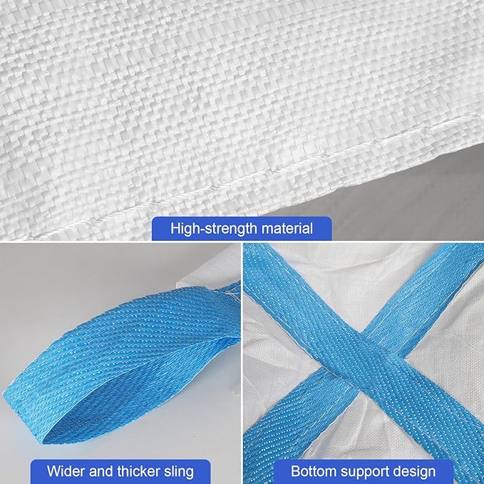 FIBC Bulk Bag, 1.5 Ton Bag, 35"L x 35"W x 43"H, 3300lbs SWL, Duffle Top Flat Bottom, Heavy Duty Bulk Bags for Industry Agriculture