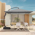 Grand patio 10X10 FT Sunbrella Offset Umbrella with Base Outdoor Square Aluminum Cantilever Umbrella Shade with Easy Tilt Adjustment (Charcoal, 10X10 FT-SUNBRELLA)