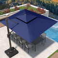 9' X 12' Cantilever Patio Umbrella 360°Rotation Rectangular Outdoor Large Offset Umbrellas Double Top Heavy Duty Windproof for Garden Deck Pool Backyard, Navy