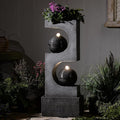 46''H Outdoor Water Fountain with LED Light, Modern Sphere Floor Waterfalls Fountains Indoor for Garden Patio Yard Deck Home Decor Lawn Porch House