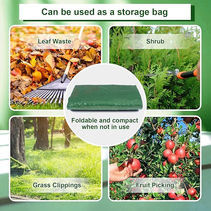 MyLifeUNIT Compost Bins Outdoor, Composting Bin for Outside Garden, Reusable Garden Yard Waste Bag, 34 Gallon (2 Pack, Green)