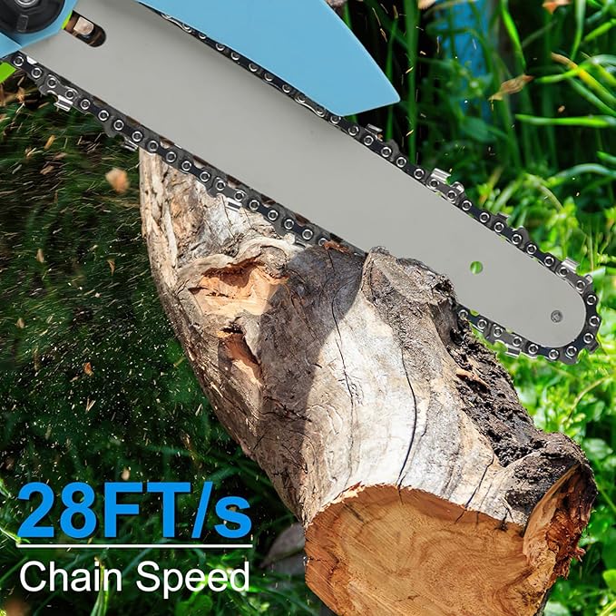 Mini Chainsaw Cordless 8 Inch, Battery Powered Electric Chainsaw with Security Lock, Small Handheld Chain Saw for Tree Branches, Cordless Hand Saw for Wood Cutting, Black
