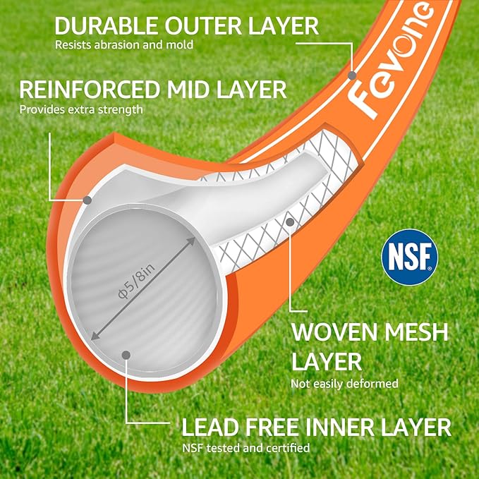 Fevone Garden Leader Hose 3 ft., Lightweight Hybrid Water Hose, Flexible and Durable, Leak-Free Connections