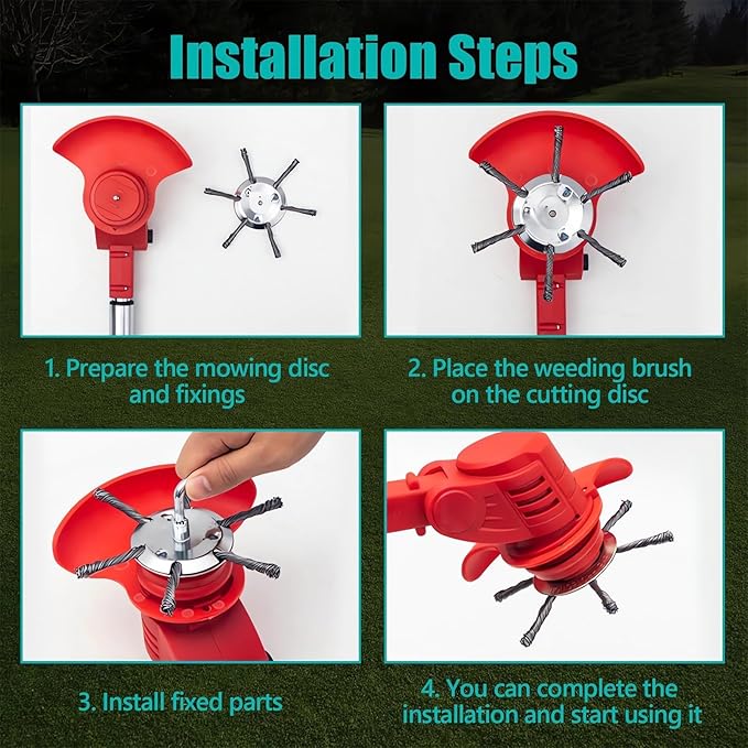 6 Inch Steel Wire Rotary Heavy Duty Weed Brush Cutter Wheel Grass String Trimmer Blades Head Universal Metal Wire Weed Eater Trimming Head Replacement Weed Wacker Weedeater Attachments (3 heads - 7in)