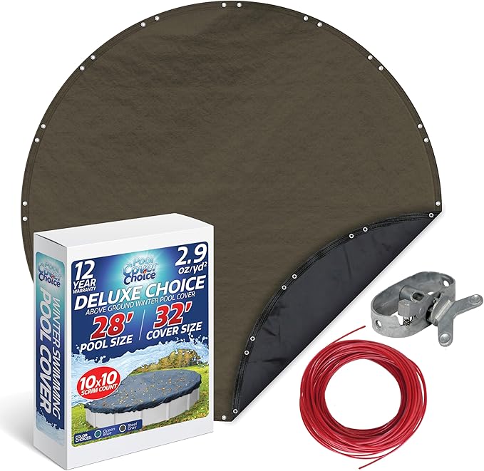 Winter Swimming Pool Cover for 28 ft Aboveground Round Pool Size, Deluxe Choice Series, Solid Material, Color - Steel Gray, Pool Cover Choice 5928-4CHOICE