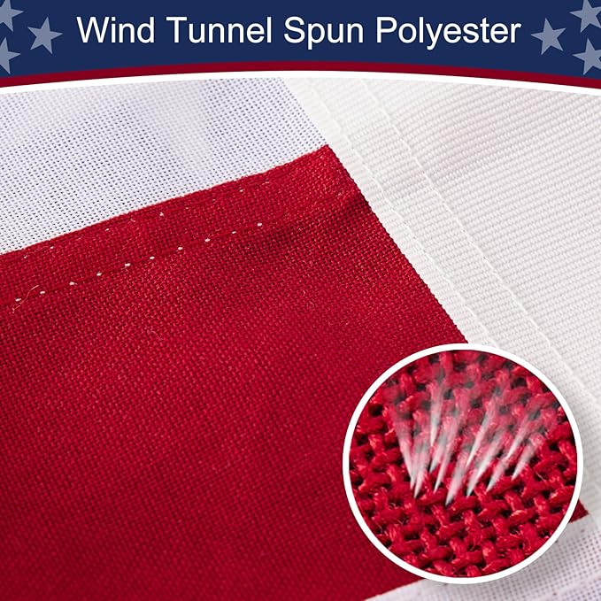 American Flag 4x6 ft Heavy Duty TearProof Series, All Weather High Wind US Flag, Premium Spun Polyester with Embroidered Stars, Sewn Stripes, Brass Grommets for Outdoor Use