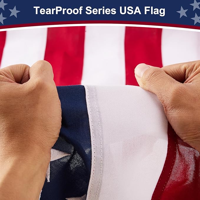 American Flag 2.5x4 ft Heavy Duty TearProof Series, All Weather High Wind US Flag, Premium Spun Polyester with Embroidered Stars, Sewn Stripes, Brass Grommets for Outdoor Use