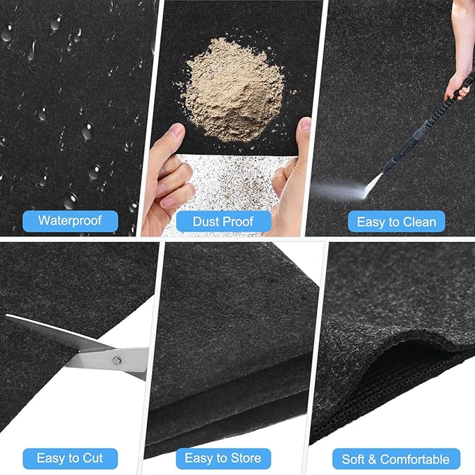 3 mm Thickened Outdoor Storage Shed Mat, 6x8 ft Waterproof Shed Flooring Mat for Patio Furniture Floor Protecting from Wear/Liquid/Dust/Oil, Non-Slip Felt Rubber Rug Pad [Grey]