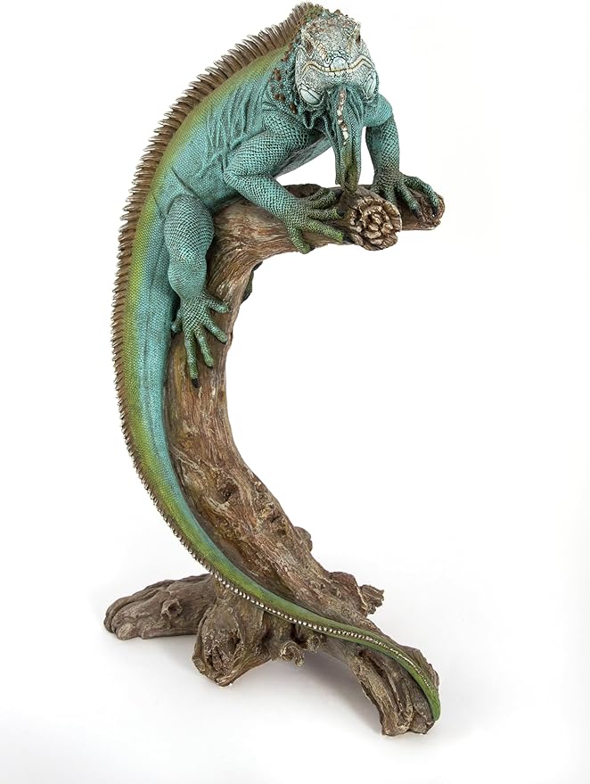 Large Iguana Garden Statue – 22” Realistic Lizard Sculpture for Indoor or Outdoor Use | Tropical Reptile Decor for Patio, Lawn, Poolside, or Home Display – Cast Polyresin Full Color